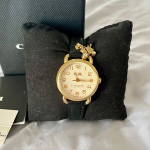 Coach Gold-Tone Watch with Black Strap